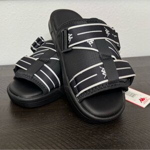 Kappa  Black Striped Slide Sandals Men’s 8 shoes nee in box